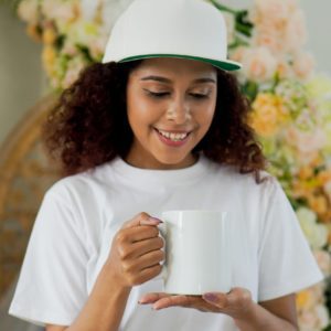 Woman In Blank White Cap