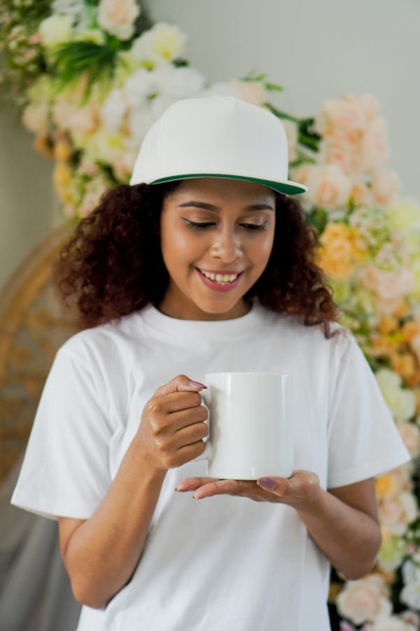 Woman In Blank White Cap