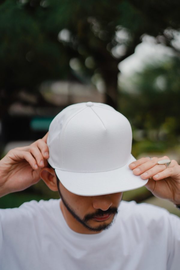 Man In Blank White Cap